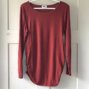 Old Navy maternity shirt VGUC sz M side-shirred burnt / rust orange color